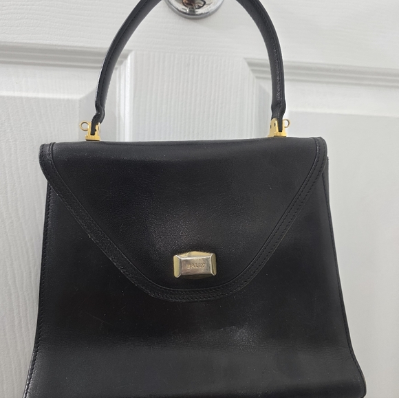 Bally Handbags - BALLY Black Leather Top-Handle Satchel with Gold Accent. Made In Italy.